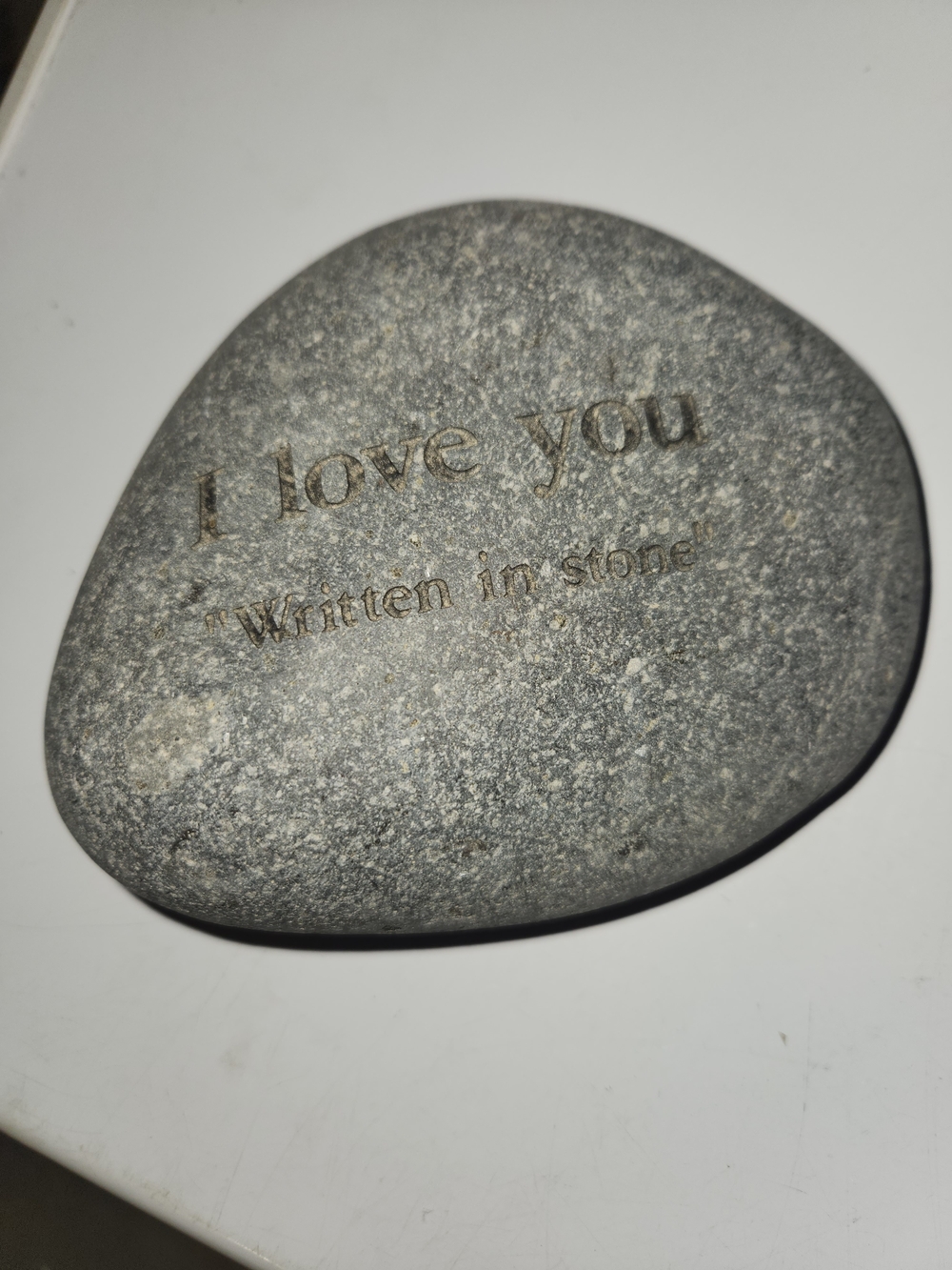 I Love You Engraved River Stone - Gray